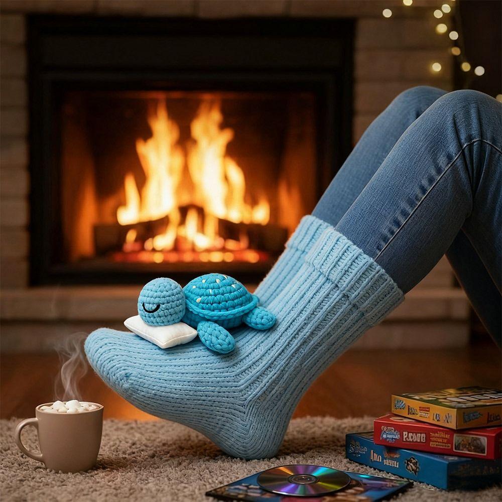 Double Layer Animal Socks Hand Crocheted Winter Socks Creativity Middle Tube Socks  for Men & Women