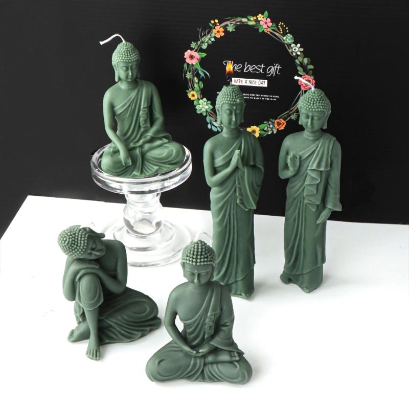 Buddha Statue Candle Resin Mold 3D Buddha Aromatherapy Candle Silicone Mould DIY Gypsum Crafts Making Decorations