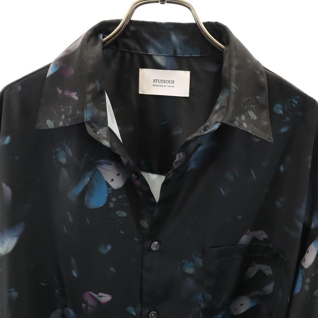 STUDIOUS Made In Japan Butterfly Pattern Long Sleeve Shirt 2 Black Men's Used