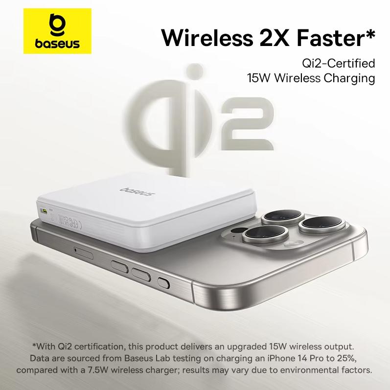 Baseus magnetic power bank 10000mAh 15W wireless fast charging qi2 certification can be used on airplanes PPWPQ10-20
