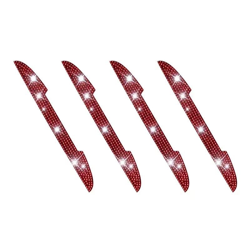 2/4Pcs Car Stickers Car Door Bowl Handle Protection Strip Rhinestone Inlay Rearview Mirror Anti-scratch Decal Auto Accessories