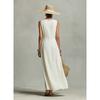 Abito Maxi Estivo da Donna Senza Maniche Girocollo in Misto Lino, Orlo Asimmetrico Irregolare, Vestito Lungo Lento Fluido Monocromatico, Abito da Sole Minimalista Casual per le Vacanze