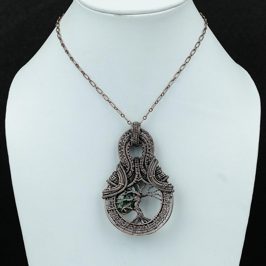 Tree Of Life Cuprite Chrysocolla Pendant Copper Wire Wrapped Pendant Gemstone Handmade Pendant Wonderful Copper Wire Jewelry Gift For Mother