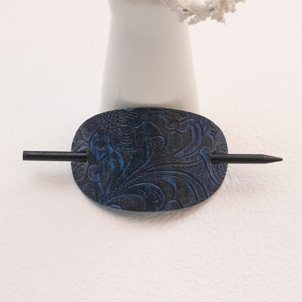 Damen Haarspange mit Stab Kunstleder Haarspange Stab Haarschmuck Oval Form Haarnadeln Pferdeschwanzhalter Haaraccessoires