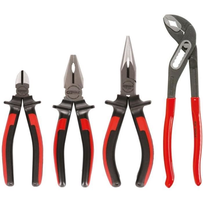 Jeu De 4 Pinces - KS TOOLS - ERGOTORQUE® - Coupante, Multiprise, Demi-ronde, Universelle