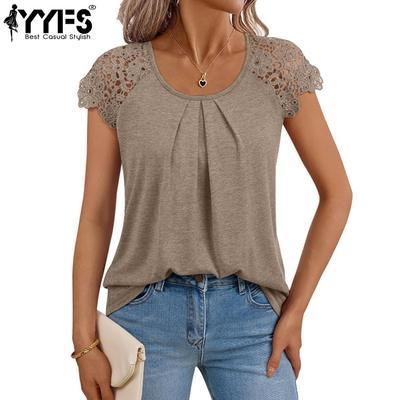 Women's Fashion Casual Summer Spring Solid Color Print Short Sleeve U-Neck Blouses & Shirts