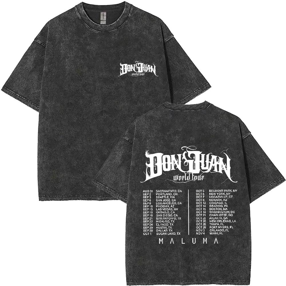 T-shirt Vintage Lavata Rapper Maluma Pretty Dirty Europet Tour Uomo Donna Moda Oversize Hip Hop Streetwear Maschile