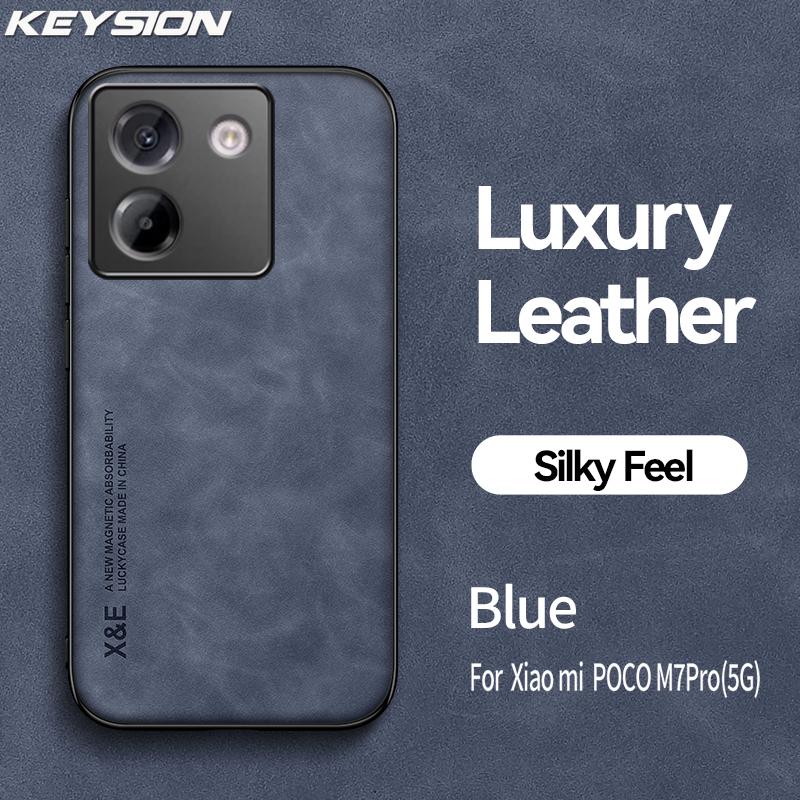 KEYSION Luxury Retro PU Leather Case for Xiaomi POCO M7 Pro 5G Soft Silicone+PC Shockproof Phone Back Cover for POCO M7 Pro 5G