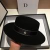 New White Flat-Top Woolen Top Hat Women'S Flat Edge British Versatile Black Men'S Jazz Hat Casual Trend