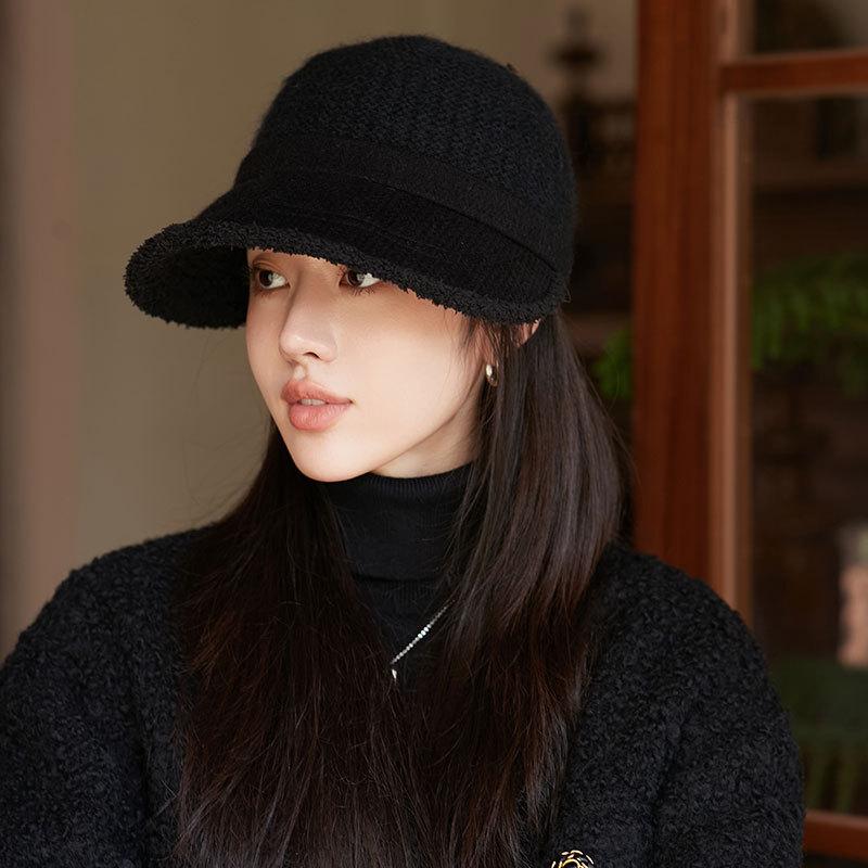

Fashion Cap Autumn Winter Warm Cold Ladies Bucket Hat Casual Knitted Wool Equestrian Hat ONE SIZE