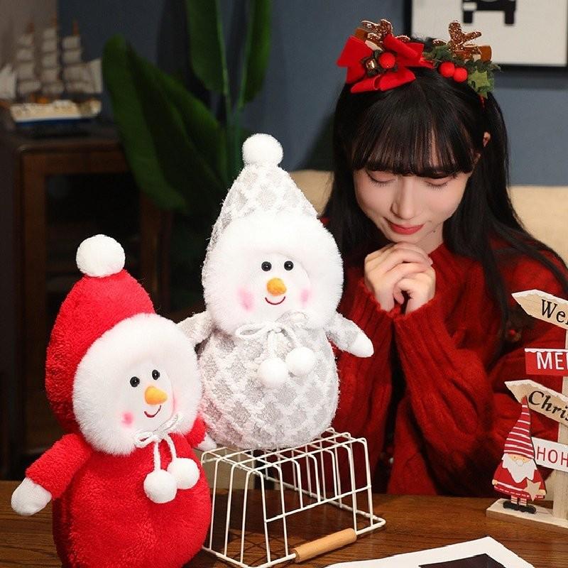 Charming Plush Snowman Cushion Adorned With Holiday Colors For Childrens Gifts