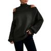 Womens Off-Shoulder Loose Knit Sweater Half Turtleneck Lantern Sleeve Fall Winter 2026
