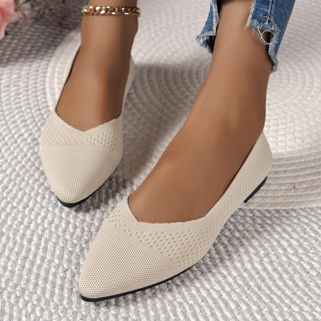 Flying Weaving Solid Color Casual Single Shoes 2026 New Flat Bottom Shallow Mouth Soft Sole Lefu Shoes Breathable Mesh Flat Shoes