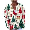 Women's Fashion Christmas Printed Long Sleeve Knitted Cardigan Button Down Jacket