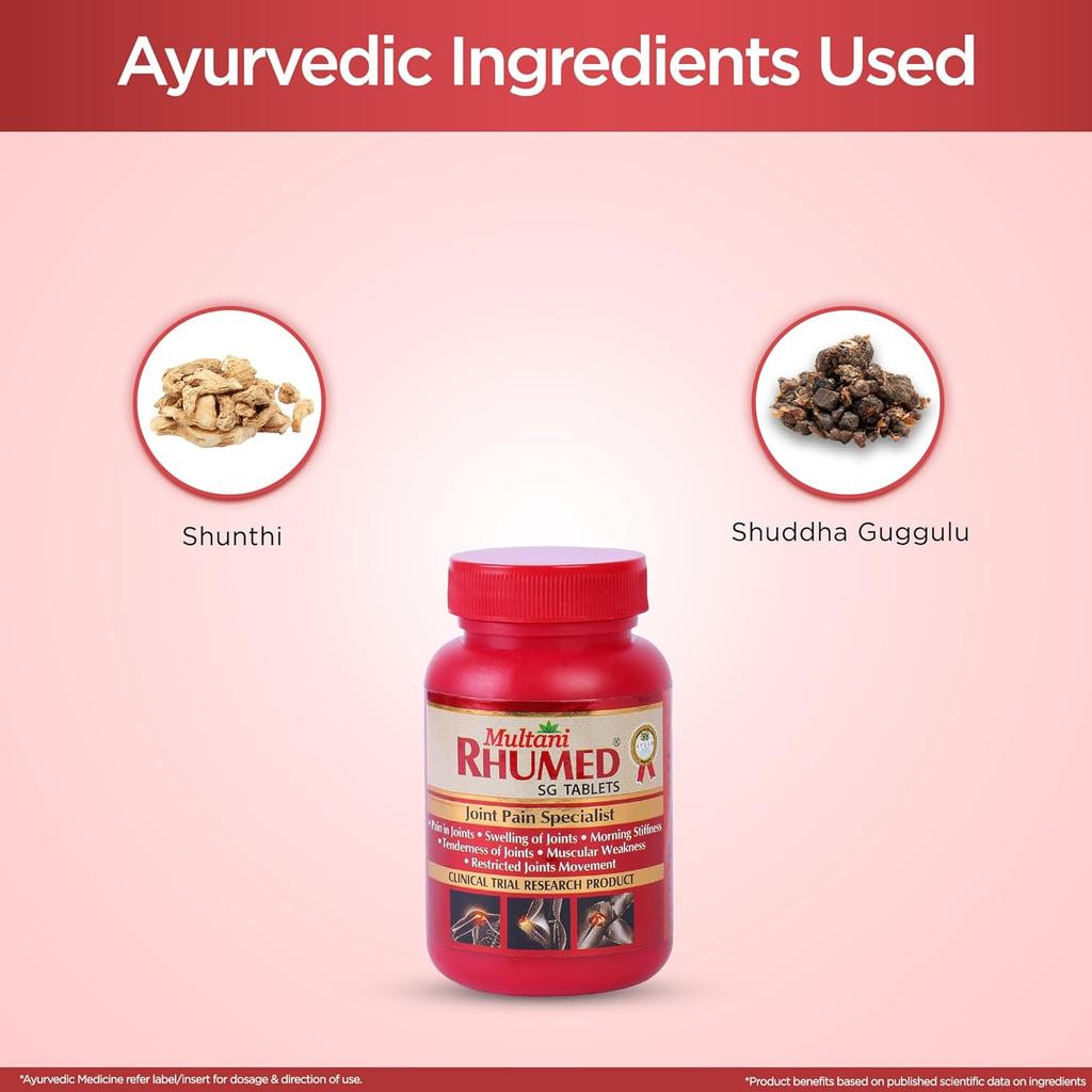 Multani Rhumed SG Tablets 60 Count Ayurvedic Tablets Daily Wellness Support Easy To Take Tablet Format 1 Pack
