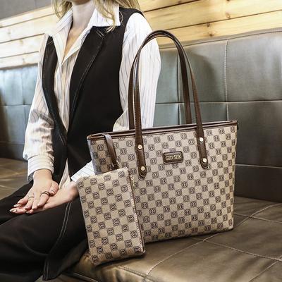 New Large Capacity Tote Bag Retro Printed Handbag Simple Commuting Bag Shoulder Bun Mother and Child Bag