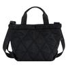 Elegant Quilted Nylon Crossbody Bag Stylish Fashionable Handbag For Women In Black And Cream