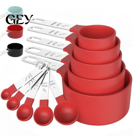 Kitchen Measurement Set 10Pcs Measuring Cups And Spoons Set, Stainless Steel for Dry Liquid Ingredients, Nesting Baking Tools, Gadgets Wet Ingredient