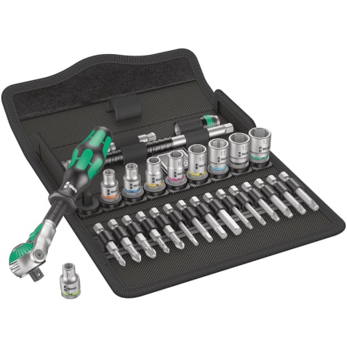 Wera 05004016001 | Zyklop 8100 SA 6 Speed ??Ratchet 1/4" Set, 28-Piece Set [Officially Imported from Japan]