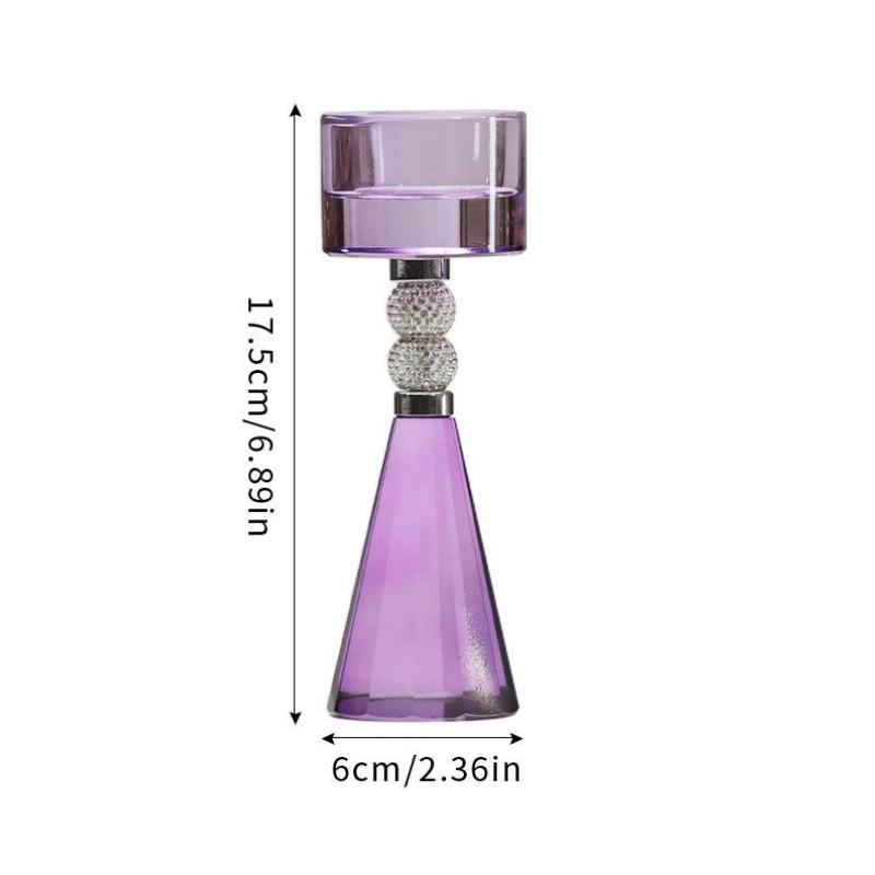 Crystal Candlestick Purple Transparent Candle Holder Aromatherapy Base Geometric Crystal Candelabros Wedding Table Decoration