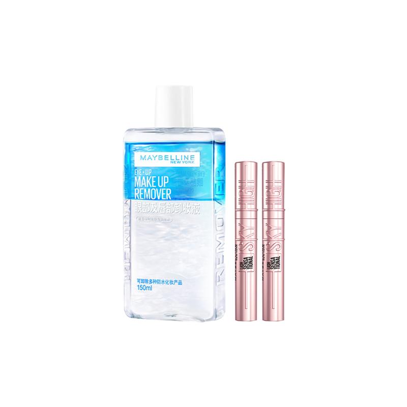 Maybelline Easy to Color + #Black*2 New York Soaring Mascara Remover Makeup Set - Two-piece set Soaring Mascara 2 Soothing Eye and Lip Remover 150ml