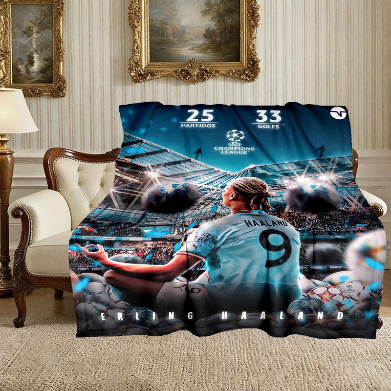 1 Stück Gemütliche Erling Haaland Decke, Leichte & Strapazierfähige Druckdecke, Perfekt für Zuhause, Sofa, Bett, Picknick, Reisen, Büro