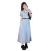(original practice + belt) French temperament blue feeling super good-looking and thin summer new shirt skirt