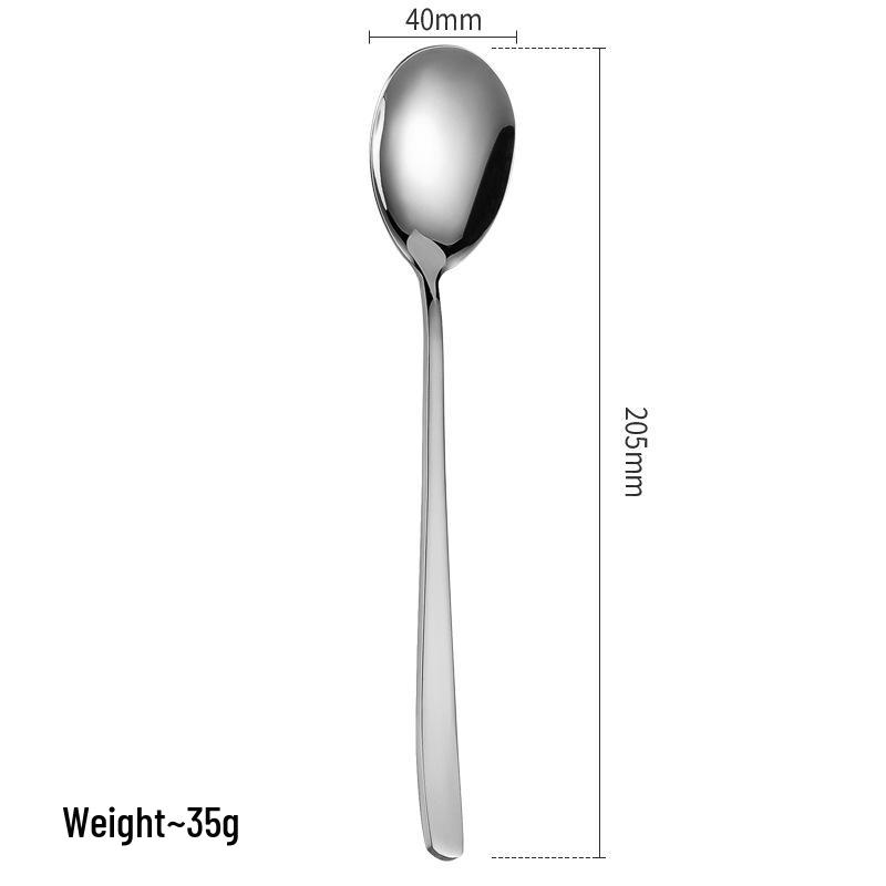 Thickened Long Handle Stainless Steel Korean Spoon & Fork Set for Dessert, Soup, and Ladling