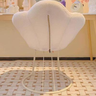 Petal Makeup Chair: Compact Cream Fabric Chair with Backrest for Small Spaces and Dressing Tables.