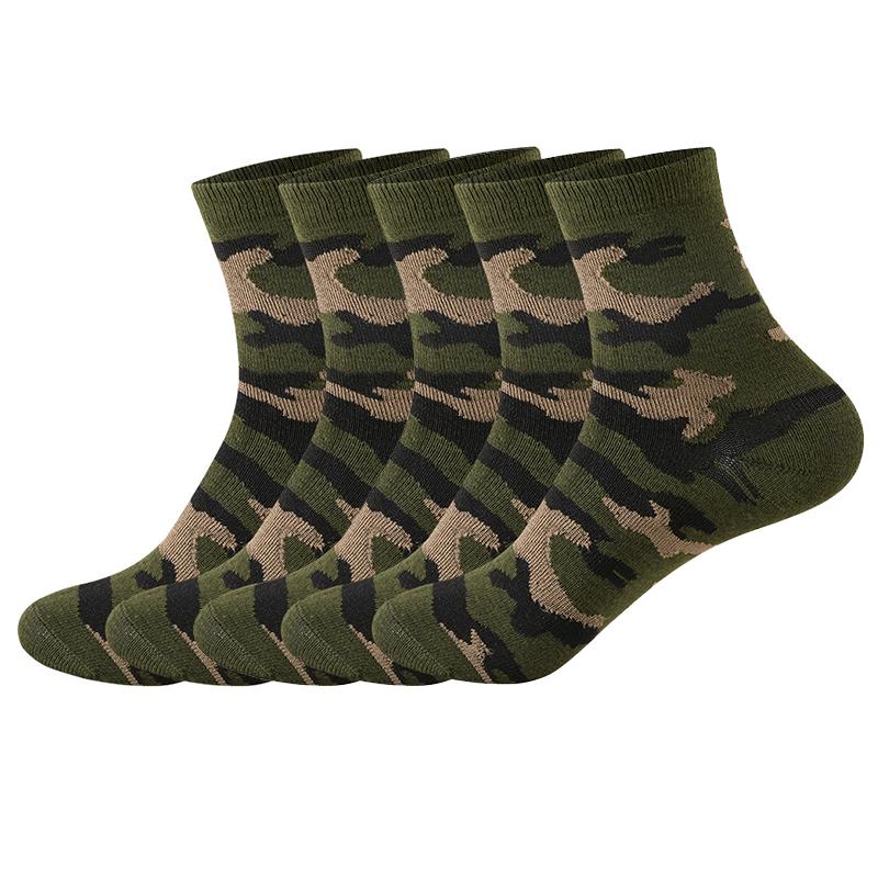 

5 Pairs Spring And Autumn Men High Quality Mid Tube Socks Camouflage Army Green Comfortable Warm Military Thickened Cotton Socks EUR 38-44