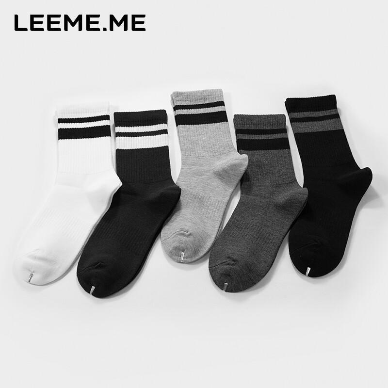 Limii Men's Striped Anti-Odor Breathable Mid-Calf Socks