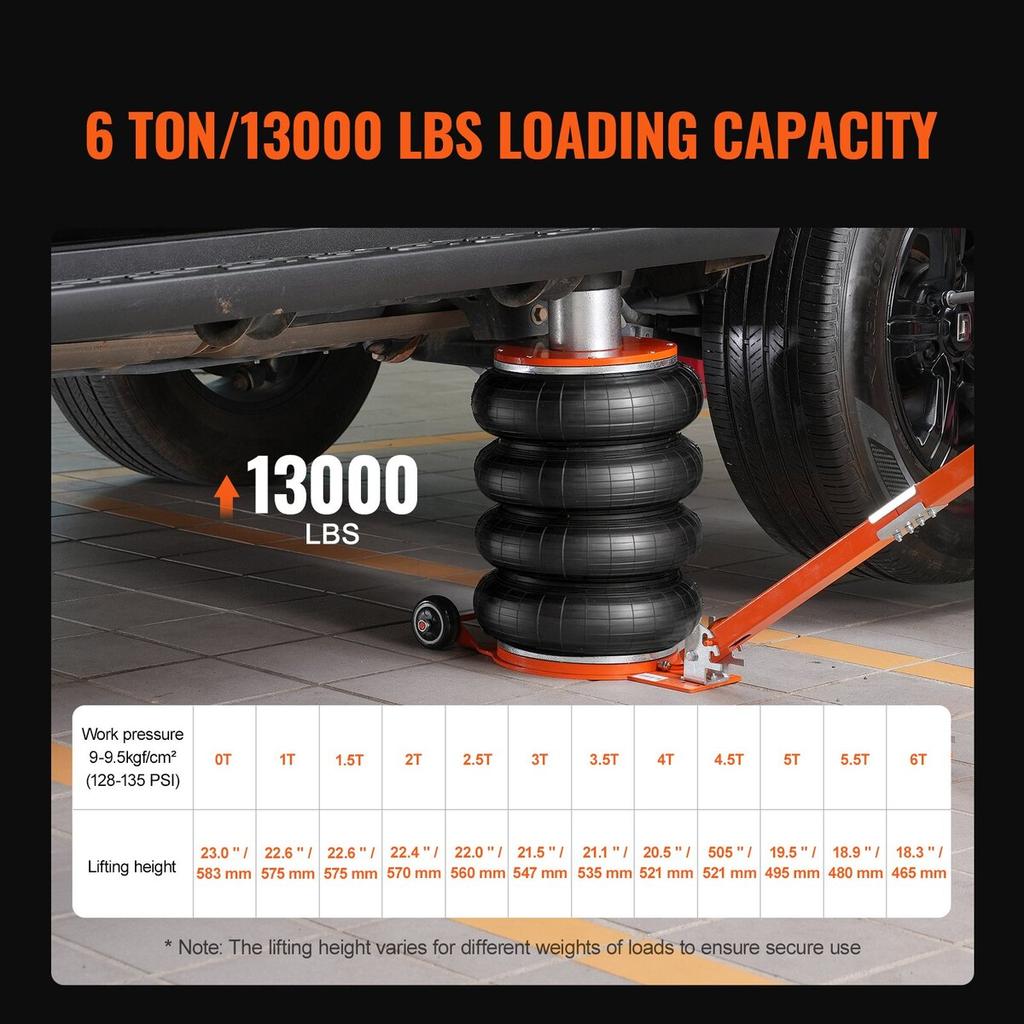 Air Jack 6 Ton/13000 lbs Pneumatic Jack with Heightened Column for Sedan
