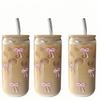 Hot-Selling 16oz Borosilicate Glass Coffee Cup with Bamboo Lid and Straw