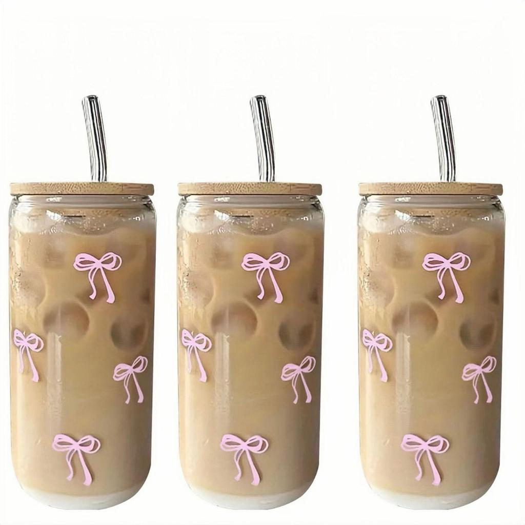 Hot-Selling 16oz Borosilicate Glass Coffee Cup with Bamboo Lid and Straw