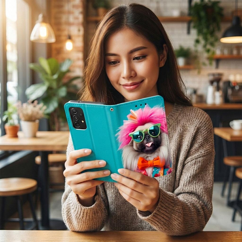 Etui Typu Portfel Do Motorola Moto G86 Power - Pokrowiec Bluemoon Nadruk + Szkło 9H