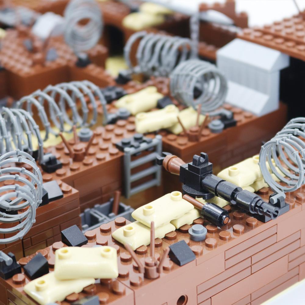 Small Particle Assembled Building Block Trench Fortress Bunker Military Series Battlefield Modular Scene Ornament