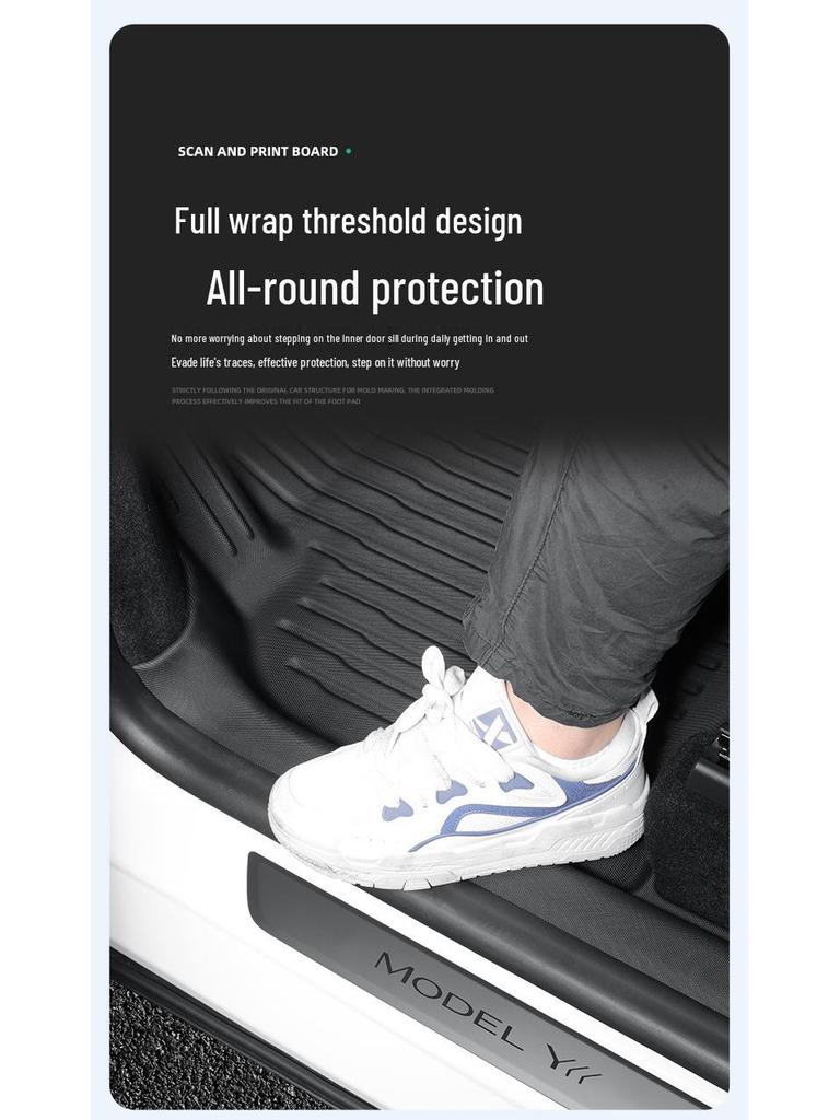 Tesla Model YL TPE Floor Mats with Full Coverage & Threshold Protection