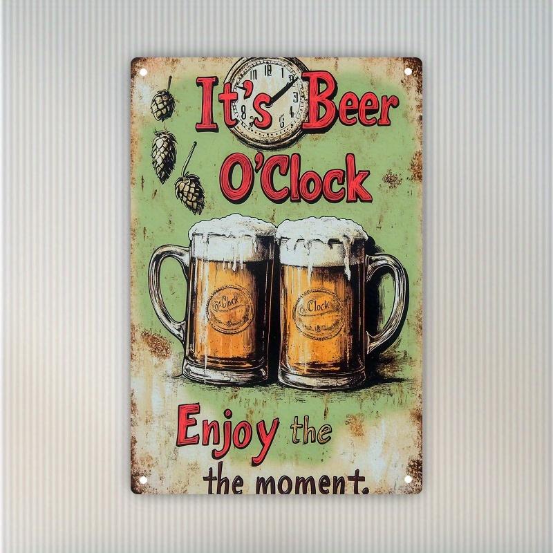 

Vintage Its Beer OClock Iron Wall Sign Rustic Home Bar Decor with Beer Mugs Hops Design Pub Wall Art for Man Cave 20x30cm（7.8x11.8inch）