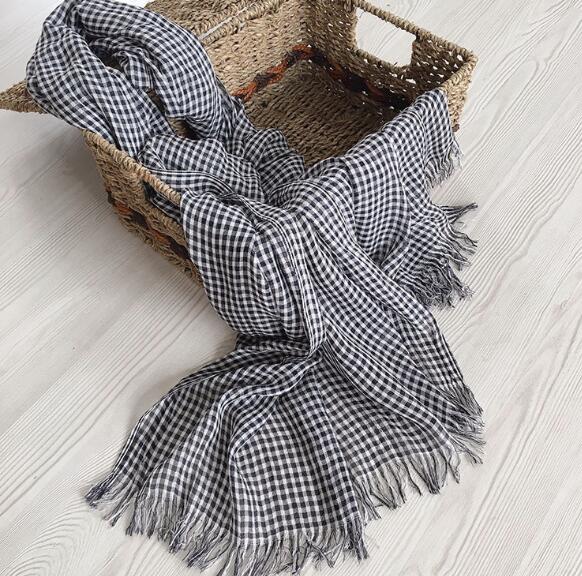 New Japanese Unisex Style Winter Modal Scarf Cotton Plaid and Stripe Design Long Women's Scarves Shawl Fashion Men Scarf