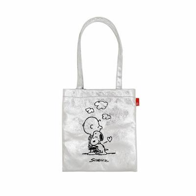 Snoopy Embroidered Mini Tote Bag IP Baby Metallic 8446 Peanuts-0Q (02 Silver)