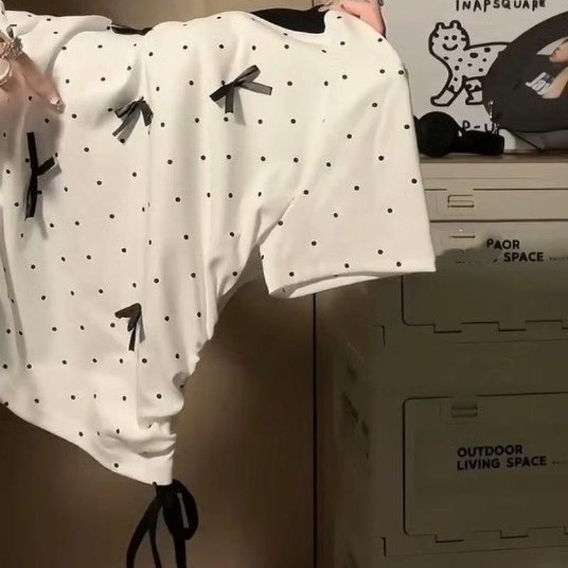 Girls T-shirts Dot Fashion Women's Tees Short Sleeve Printed Tops