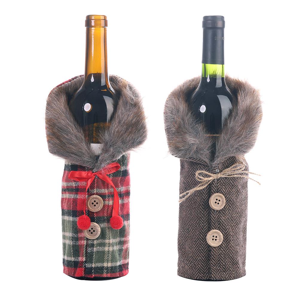 Wine Bottle Decoration Table Striped Plaid Skirt Household Goods Wine Bottle Set Christmas Gifts