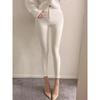 Fashion Basic Style Milky White High Waist Figure Flattering Hip-Lifting Easiest for Match Stretch Pencil Skinny Jeans Denim Nine Points Female