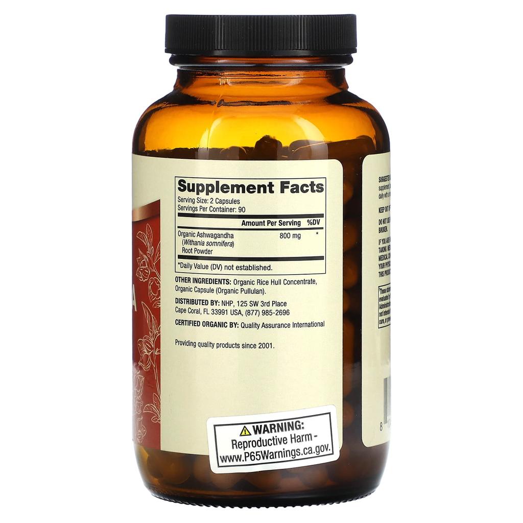 Dr. Mercola Organic Ashwagandha, 180 Capsules (400Mg Per Capsule)