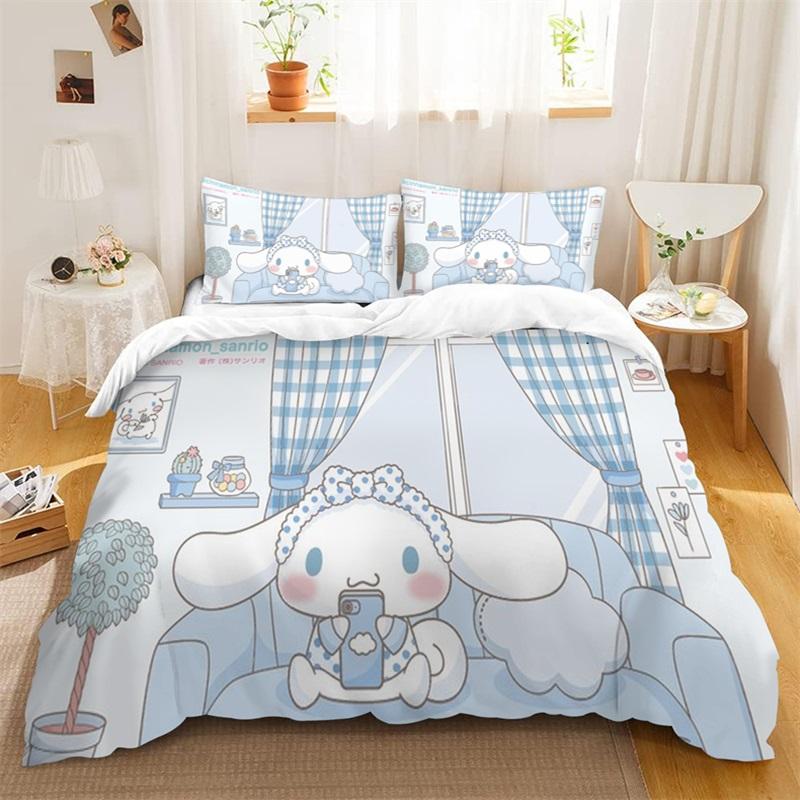 Cinnamoroll Kawaii Bedding Sets Cute Comforter Cover Bed Cover Duvet Cover Pillow Case 2-3 Pieces Sets Kids Adult Size