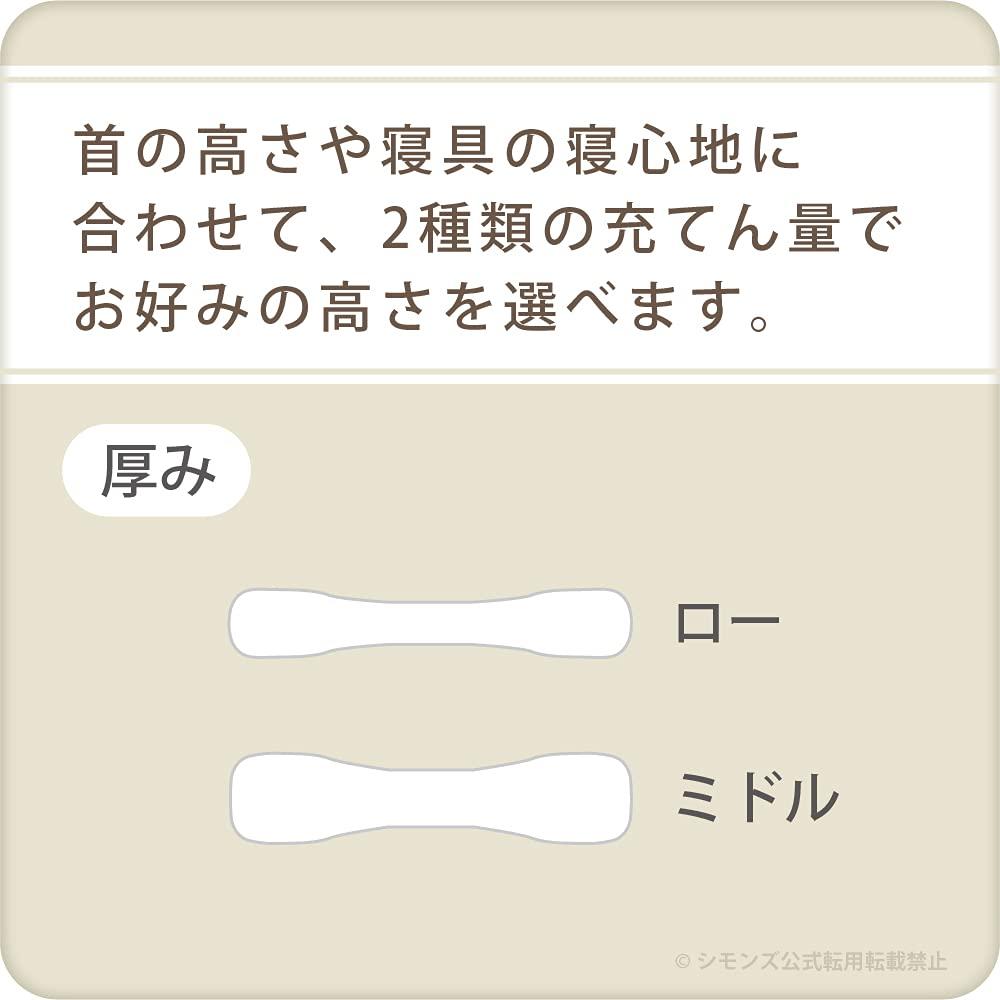 Simmons Echtes Kissen Festes Schlafkissen Höhe Niedrig 63cm x 35cm Fest Hergestellt in Japan