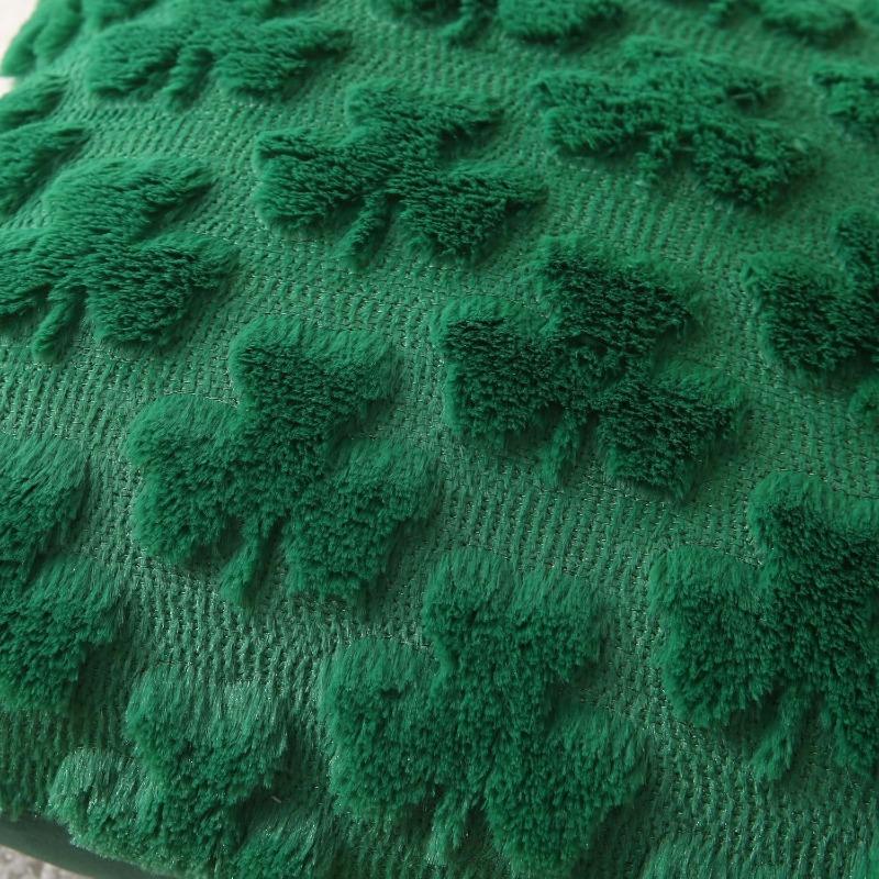 Valentine Day Heart Pillow Cover 3D Plush Embroidery Shamrock Cushion Living Room Sofa Bedding Accent Decor Throw Case