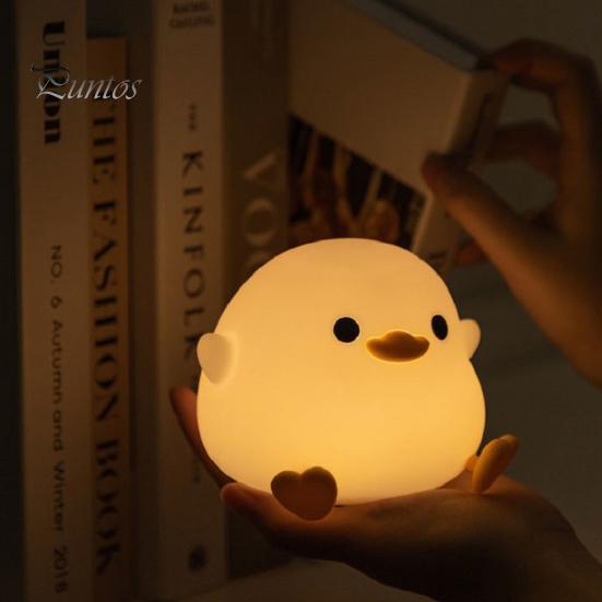 Duck Night Light Dimmable Soft Lighting Flicker Free Rechargeable Adorable Appearance Cartoon Duck LED Bedside Lamp