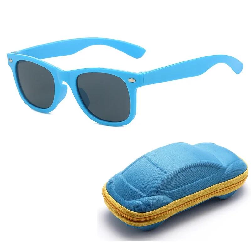 Cute Retro Kids Sunglasses With Glasses Box Girls Boys Uv400 Ultra Light Sun Protection Travel Safety Shades Eyeglasses