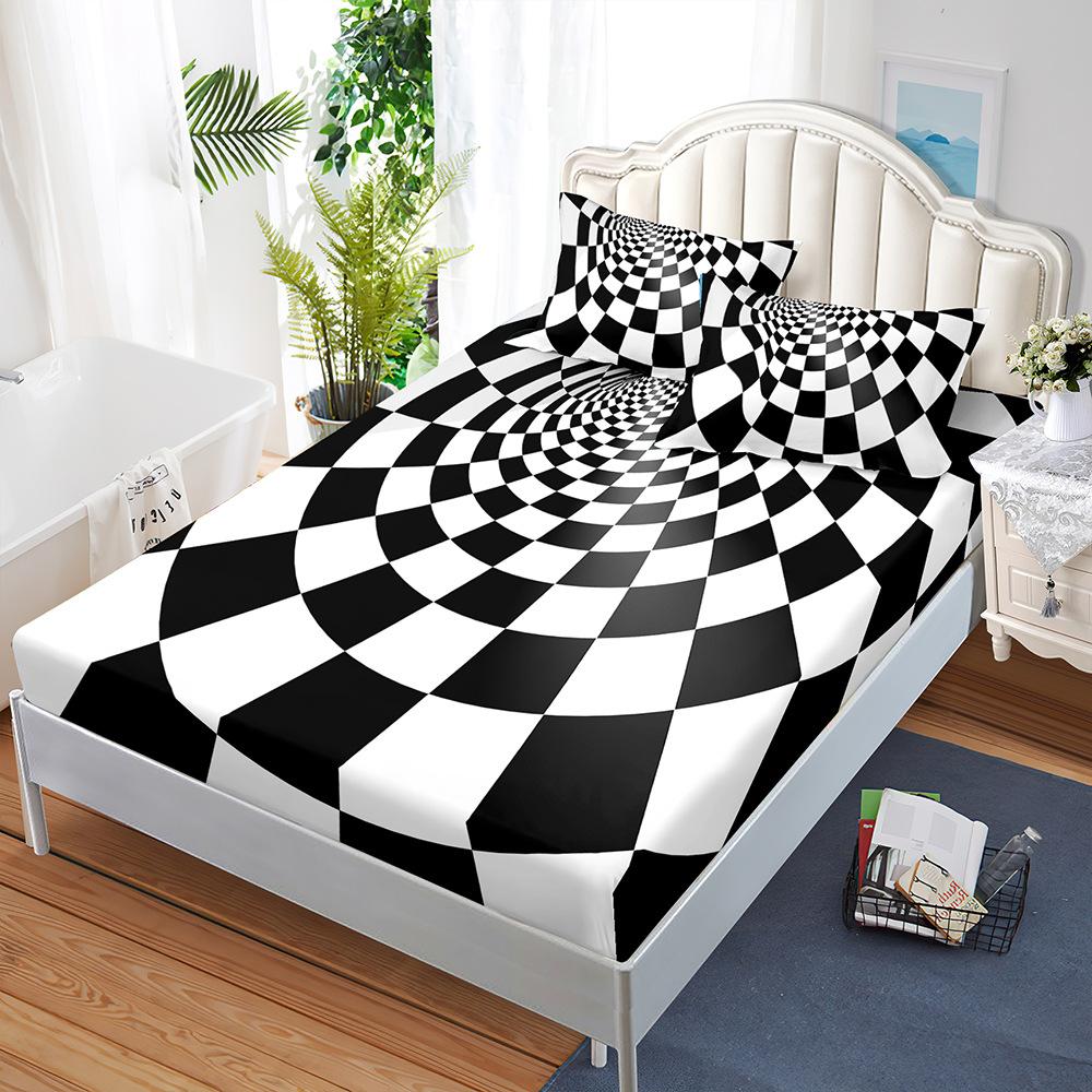 Three-Piece Mattress Set 3D Bedspread Digital Printing Pillowcase Mattress Protective Cover